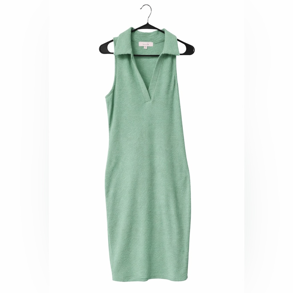 Sleeveless Collared Knit Midi Dress in Mint Green